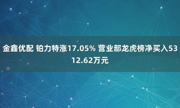 金鑫优配 铂力特涨17.05% 营业部龙虎榜净买入5312.62万元